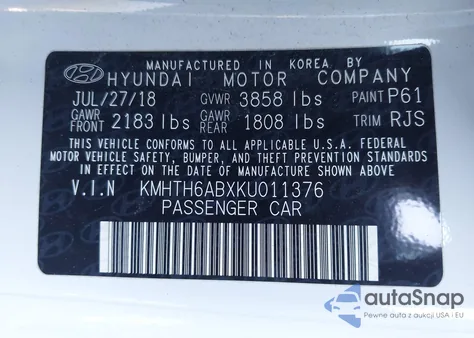 2019 Hyundai Veloster Turbo Ultimate из США, поврежденный, VIN KMHTH6ABXKU011376